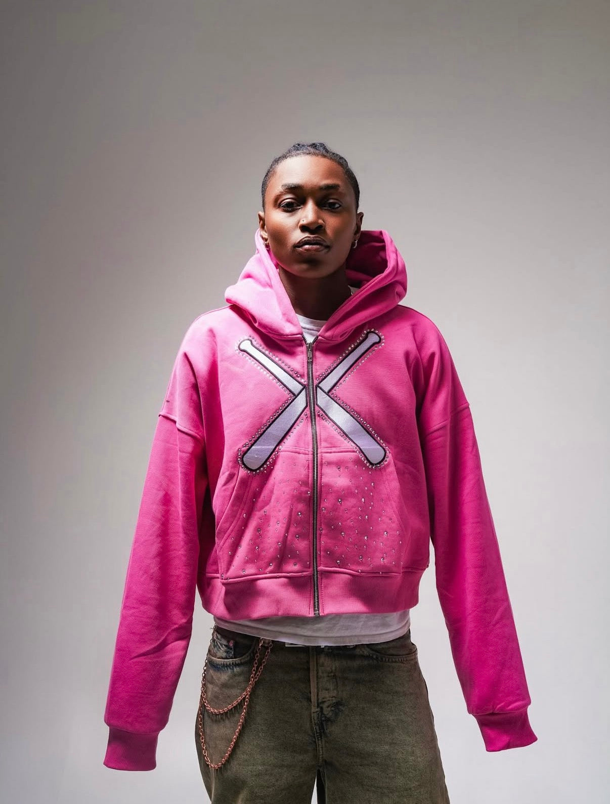 “DIAMONDS DANCE” HOODIE - PERSIAN PINK
